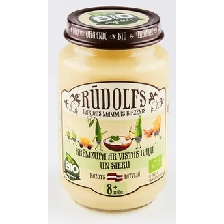 Krēmzupa RŪDOLFS BIO ar vistas gaļu un sieru, no 8 mēn., 190g