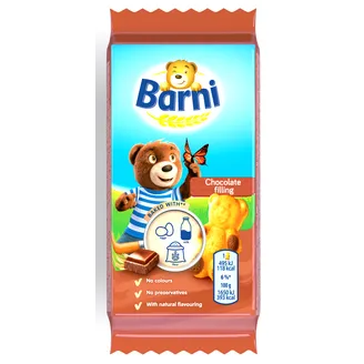 BISKVĪTKŪKA BARNI AR ŠOKOLĀDES PILDĪJUMU 30G