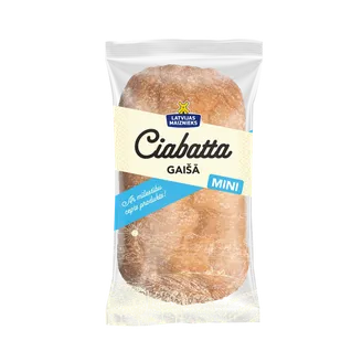 Mini gaišā ciabatta Latvijas Maiznieks bez rauga un bez cukura 100g