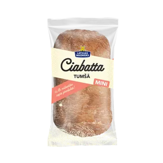 Mini tumšā ciabatta Latvijas Maiznieks bez rauga un bez cukura 100g