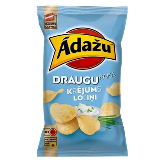 Čipsi ĀDAŽU Draugu paka krējums un lociņi 180g