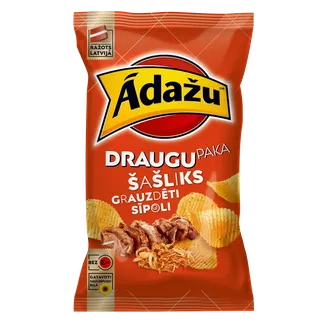 Čipsi Ādažu Draugu paka šašliks un grauzdēti sīpoli 180g
