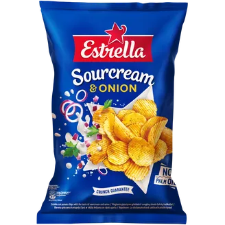 ČIPSI ESTRELLA AR LAUKU KRĒJUMA UN SĪPOLU GARŠU 130G