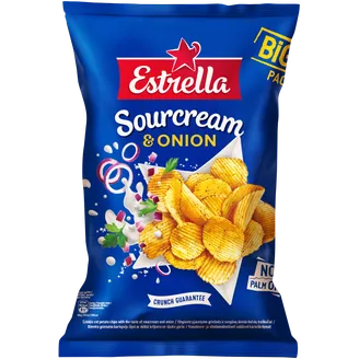 Čipsi ESTRELLA, ar lauku krējuma un sīpolu garšu, 180g