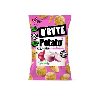 O'BYTE Kartupeļu čipsi ar skābā krējuma un sīpolu garšu 90g