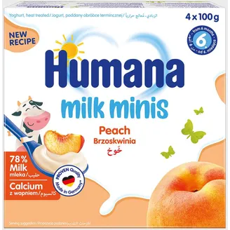 DESERTS JOGURTA HUMANA MILK MINIS AR PERSIKIEM 6M+ 400G