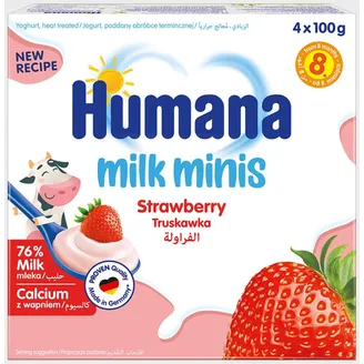 DESERTS JOGURTA HUMANA MILK MINIS AR ZEMENĒM 8M+ 400G