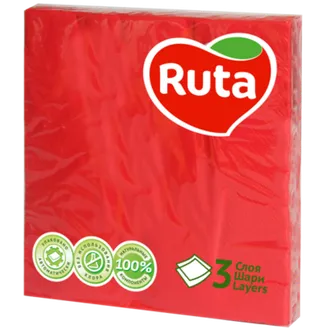 GALDA SALVETES RUTA SARKANAS 3PLY 33X33CM 20GAB