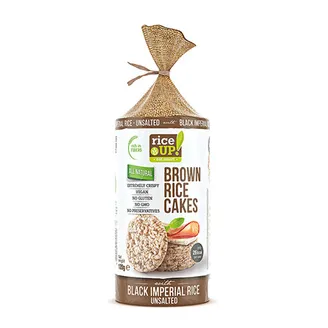 GALETES RICE UP BRŪNO RĪSU AR MELNAJIEM RĪSIEM BEZ SĀLS 120G