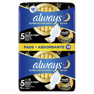 HIGIĒNISKĀS PAKETES ALWAYS ULTRA PAD SUPER NIGHT 10GAB.