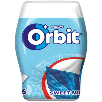 KOŠĻĀJAMĀ GUMIJA ORBIT BOTTLE SWEETMINT 46GAB