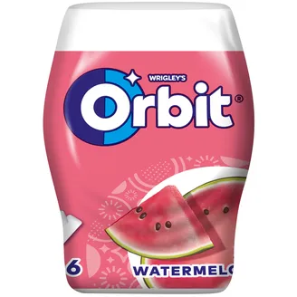 KOŠĻĀJAMĀ GUMIJA ORBIT BOTTLE WATERMELON 46GAB