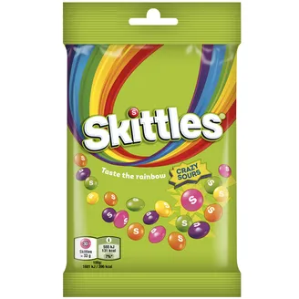 KOŠĻĀJAMAS KONFEKTES SKITTLES CRAZY SOURS 95G