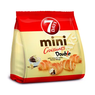 Kruasāni 7 Days Mini Double ar kakao, vaniļas pildījumu 185g