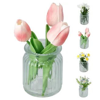 MĀKSLĪGAIS AUGS STIKLA VĀZĒ 18CM LD26