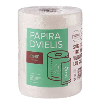 PAPĪRA DVIELIS OPĀ 2 KĀRTAS 1 RULLIS 300 LAPAS