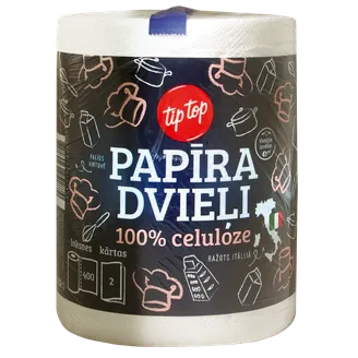 PAPĪRA DVIELIS TIP TOP 2KĀRTAS 1RULLIS 400 LAPAS