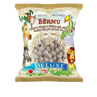 PELMEŅI DE LUXE BĒRNU AR CŪKGAĻU UN LIELLOPU GAĻU 400G