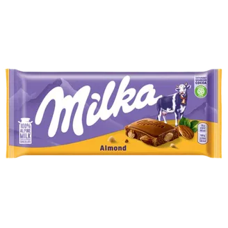 PIENA ŠOKOLĀDE MILKA AR VESELĀM MANDELĒM 90G