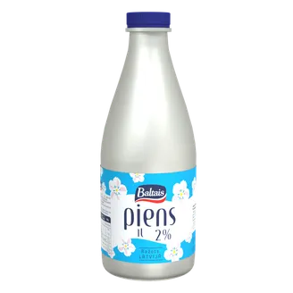 PIENS BALTAIS 2% 1L PUDELĒ