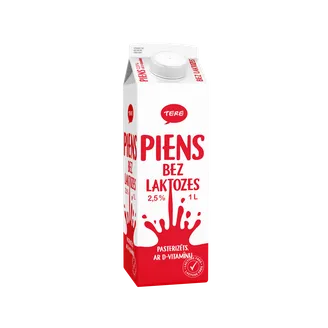 Piens bez laktozes ar D vitamīnu TERE 1L