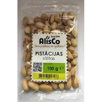 PISTĀCIJAS ALIS CO GRAUZDĒTAS UN SĀLĪTAS 100G