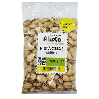 PISTĀCIJAS ALIS CO GRAUZDĒTAS UN SĀLĪTAS 200G