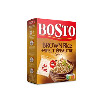 RĪSI BOSTO BRŪNIE AR SPELTU UN KVINOJU 4X75G
