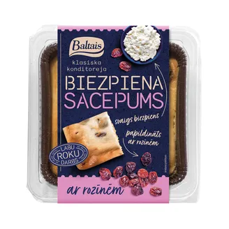 SACEPUMS BALTAIS BIEZPIENA AR ROZĪNĒM 250G