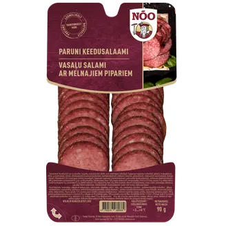 SALAMI NOO VASAĻU AR MELNAJIEM PIPARIEM VĀRĪTA ŠĶĒLĒS 90G
