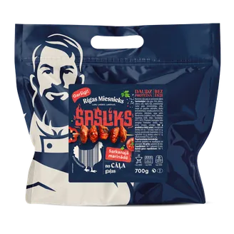 ŠAŠLIKS RĪGAS MIESNIEKS CĀĻA SARKANAJĀ MARINĀDĒ 700G