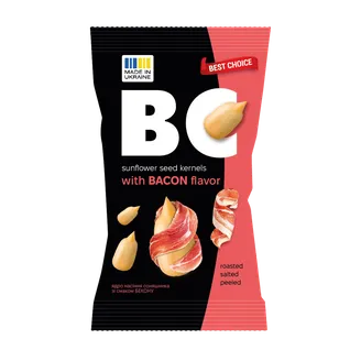 Saulespuķu sēklas BC, lobītas, ceptas ar bekona garšu, 80g