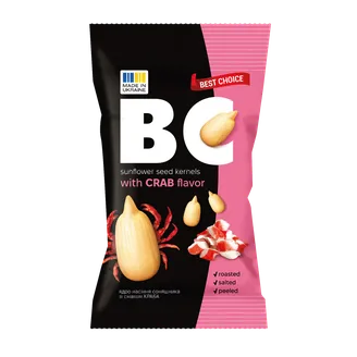 Saulespuķu sēklas BC, lobītas, ceptas ar krabju garšu, 80g