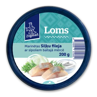 SIĻĶU FILEJA LOMS AR SĪPOLIEM UN BALTO MĒRCI 200G