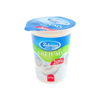 Skābais krējums Zelmas Pienas 20% 400g
