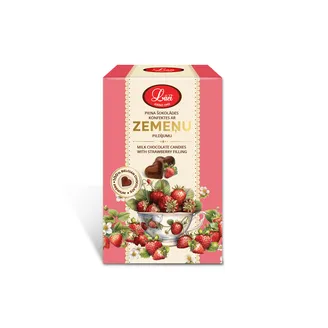 ŠOKOLĀDES KONFEKTES LĀČI PIENA AR ZEMENĒM 75G