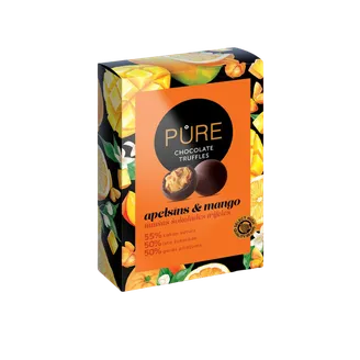 Šokolādes trifeles ar apelsīnu mango krēma pildījumu  148g, PURE