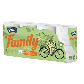 TUALETES PAPĪRS GRITE FAMILY 3 KĀRTAS 8RUĻĻI