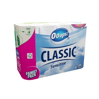 TUALETES PAPĪRS OOOPS! CLASSIC SENSITIVE 24RUĻĻI 3KĀRTAS
