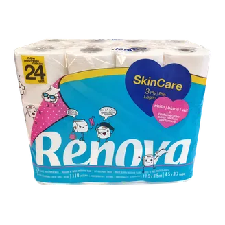 TUALETES PAPĪRS RENOVA SKIN CARE 3KĀRTAS 24RUĻĻI