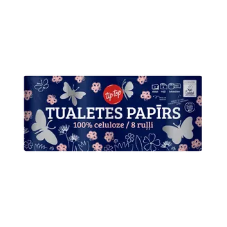 TUALETES PAPĪRS TIP TOP 3 KĀRTAS 8 RUĻĻI