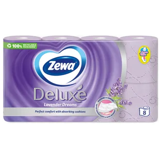 TUALETES PAPĪRS ZEWA DELUXE LAVANDER 3KĀRTAS 8RUĻĻI