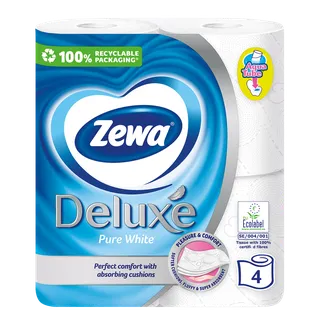 TUALETES PAPĪRS ZEWA DELUXE PURE WHITE 3KĀRTAS 4RUĻĻI