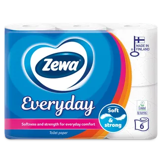 TUALETES PAPĪRS ZEWA EVERYDAY 3KĀRTAS 6RUĻĻI