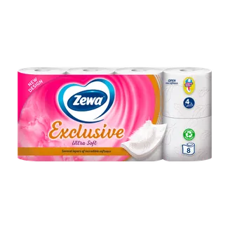 TUALETES PAPĪRS ZEWA ULTRA SOFT 4KĀRTAS 8RUĻĻI