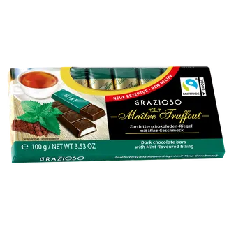 TUMŠĀ ŠOKOLĀDE GRAZIOSO AR PIPARMĒTRA KRĒMA PILD. 100G