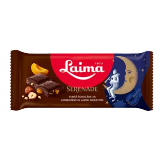 Tumšā šokolāde Laima Serenāde ar aprikozēm 90g