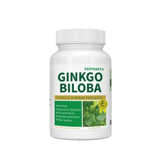 UZTURA BAGĀTINĀTĀJS GINKGO BILOBA 1000 MG 30GAB