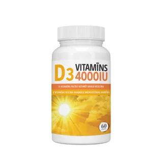 UZTURA BAGĀTINĀTĀJS VITAMĪNS D 4000IU KAPSULAS 60GAB