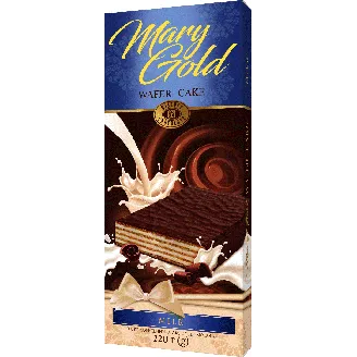 VAFEĻU TORTE MARY GOLD GLAZĒTA AR PIENA PILDĪJUMU 220G
